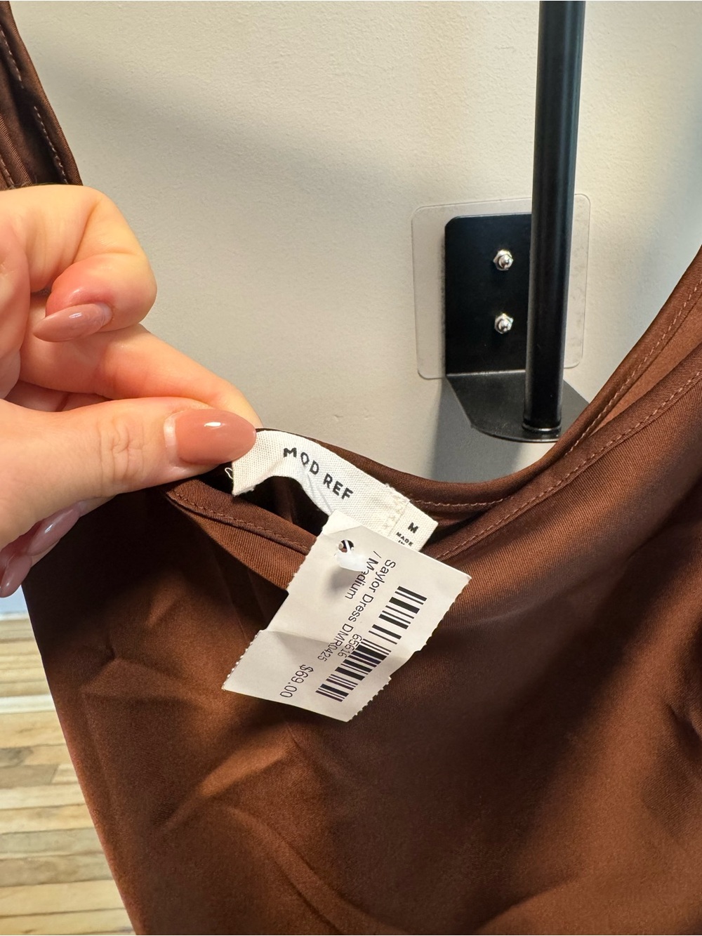 Mod Ref Brown Satin Midi Slip Dress - Picture 3 of 3